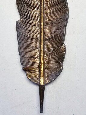 Brass Feather Tray Trinket Dish - Jewelry Tray - Vintage 10"